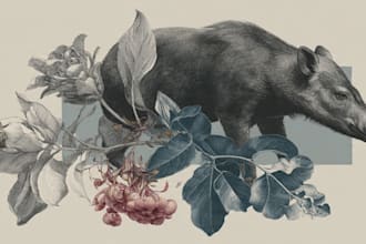 draw an animal and botanical illustration
