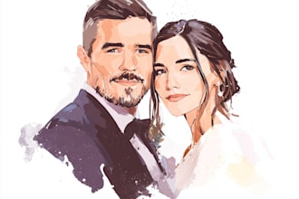 draw an artistic couple portrait for you