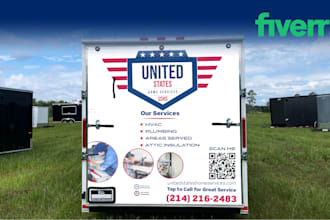design box trailer wrap, box cargo truck or long trailer wrap design