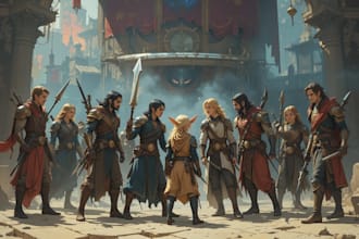 design epic tabletop rpg party illustration