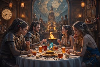 draw fantasy adventurers party portrait
