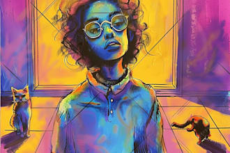 do neon colourful sketchy illustrations