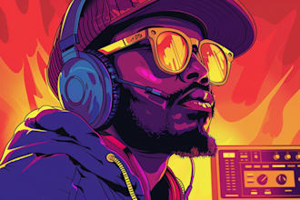 create hip hop cartoon album cover art