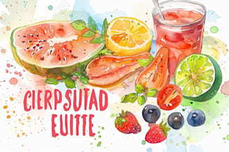 create custom watercolor food illustration for brand or menu