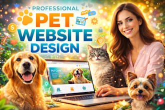 design a professional pet service website for dog, cat and pet care businesses