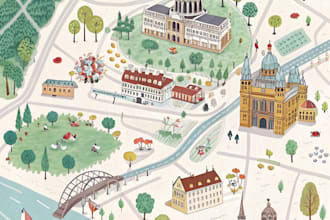 make draw a custom illustrated map of any country, city