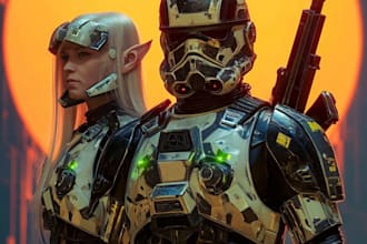 create star wars and sci fi illustration, concept, game art