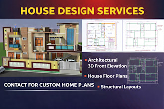 design  2d floor plans and modern 3d house elevations
