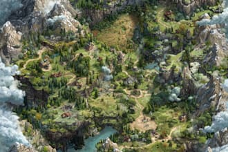 create challenging fantasy battle map, fantasy vector map