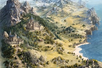 create a fantasy atlas map, vector world map