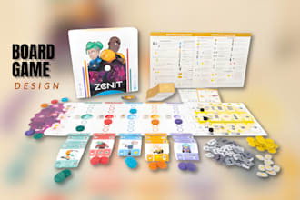 do board game design and illustration, card game, card illustration and card box