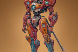 draw a amazing character mecha robot illustration