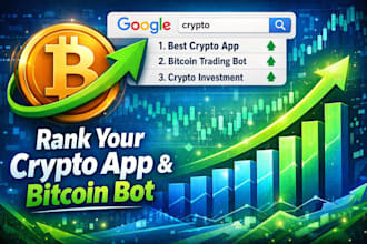 promote bitcoin bot and crypto app to rank on google and increase real users