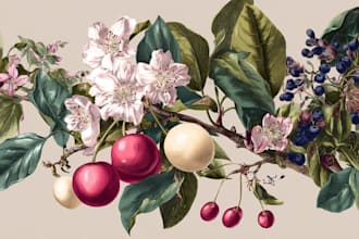 create a gorgeous botanical plants fruit for you