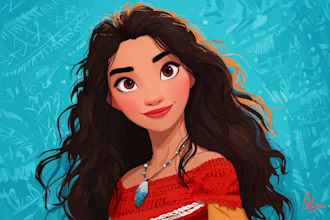 draw disney style couple and family portraits