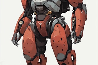 create retro mecha or scifi gundam art
