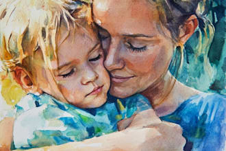 make watercolor family portrait