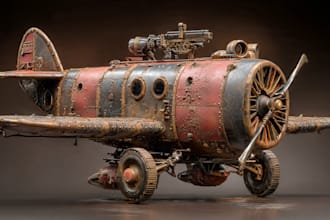 draw fantasy tank, grimdark airplane, horror props weapon