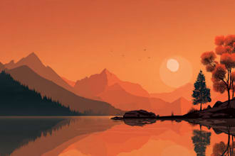 create a vector design flat mountain landscape