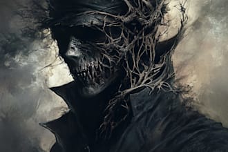 draw creepy, horror, mascot character illustration