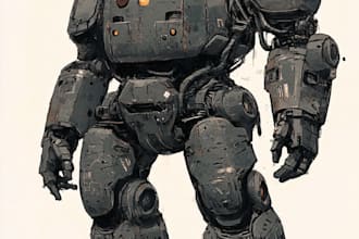 draw high quality robot, mecha concepts