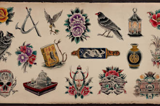 draw traditional or neo traditional tattoo style design
