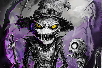 draw creepy, horror, mascot character logo