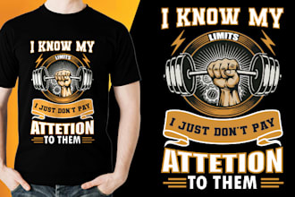 do fitness workout t shirt design for you