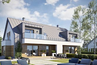 rendering architecture for building, detached bungalow, 3d end of terrace house