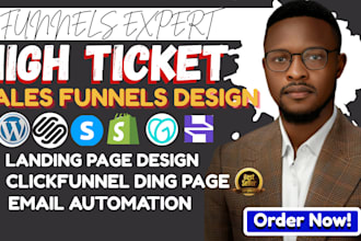 design sales conversion funnels landing page on systemeio, clickfunnels, shopify