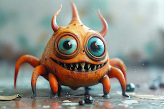 draw cute cartoon character, alien, animal, monster