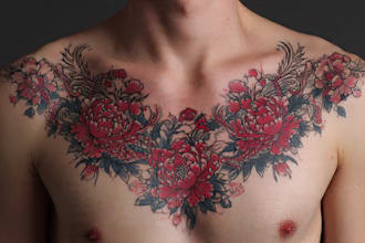 create a custom tattoo design for chest tattoo, back tattoo