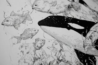 draw line art illustration with ink