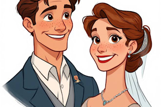 paint a romantic couple portrait in unique style