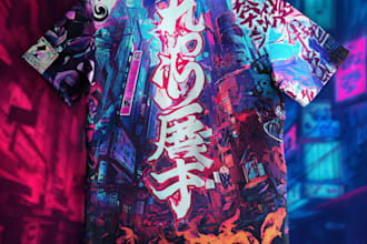 do japanese or anime streetwear t shirt designs