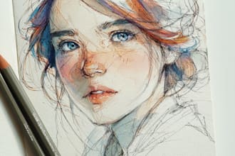 high quality color pencil sketch, watercolor, line art, pen sketch