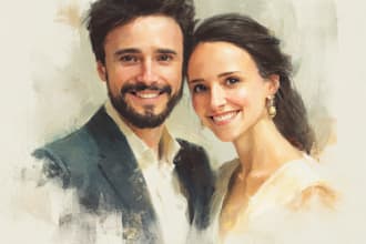 draw a couple portrait wedding portrait illustration