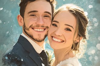 draw couple and wedding portrait illustration
