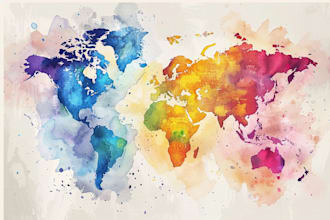 draw vector watercolor map design
