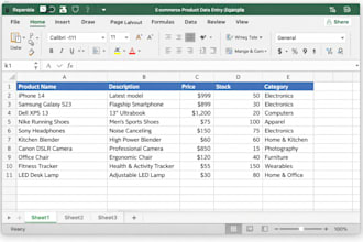 do data entry, copy paste, typing work in excel