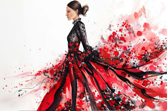 draw a fashion or editorial illustration, sketch, commercial