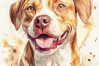 paint dog, cats, whatever pet portrait with watercolor