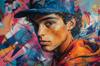 do 80s 90s portrait airbrush graffiti design