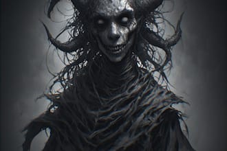 create cinematic dark fantasy horror character illustration