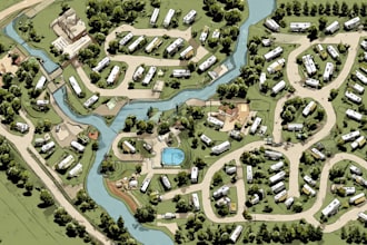 draw rv park map and campground map in vector illustrator