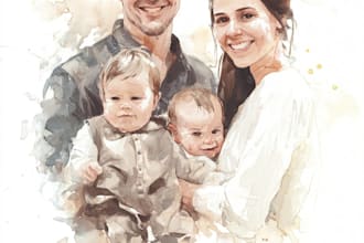 make watercolor family portrait