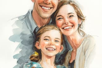 design an watercolor family portrait