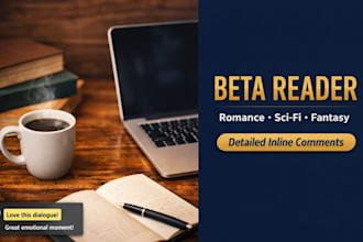 beta read your romance sci fi or fantasy novel and give inline comment
