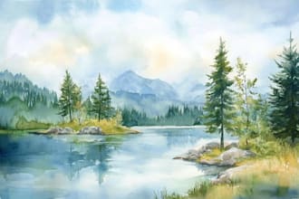 design watercolor landscape illustration