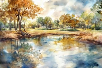draw a watercolor landscape illustration